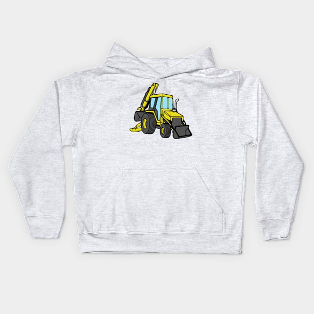 Construction Backhoe Loader Kids Hoodie by KayBee Gift Shop